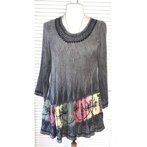 Vintage India Boutique Gray, yellow, green and Pink Tunic